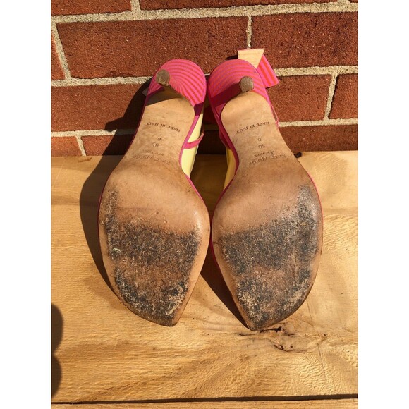 Kate Spade pink Slingback High Heel Sandals  with back bow Italy US Size 10 B - Picture 12 of 12